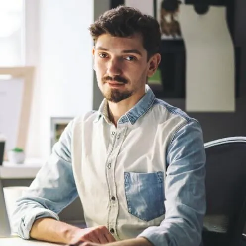 A man working at a laptop